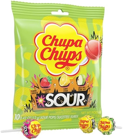 CHUPA CHUPS SOUR 10CT PEG 4.2OZ