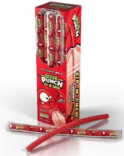 SOUR PUNCH SIP-N-CHEW DRINKING STRAWS - CHERRY   (.9OZ)
