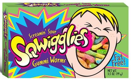 SQWIGGLIES SOUR GUMMI WORMS BOX 3.5OZ