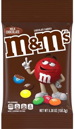 M&M PEG BAG MILK CHOC. 5.3OZ