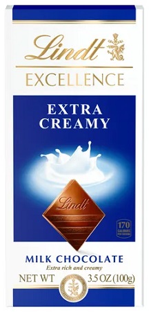 LINDT EXCELLENCE BAR MILK CHOC. EXTRA CREAMY 3.5oz   15% OFF PROMO**AVAILABLE BY SPECIAL ORDER AND EMAIL ONLY, ALLOW 21 DAYS LEADTIME**