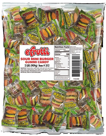 E.FRUTTI *BULK GUMMI SOUR MINI BURGER .32OZ2LB/101CT