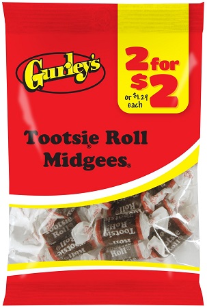 GURLEY'S 2/$2 TOOTSIE ROLL MIDGEES 1.75OZ