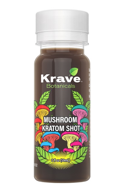 KRAVE MUSHROOM KRATOM SHOT (59ML) (12CT DISPLAY)**SPECIAL ORDER ITEM -- 7-14 DAY LEAD TIME -- NO RETURNS/EXCHANGES**