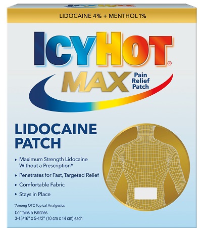 ICY HOT PATCH W/LIDOCAINE 5CT**AVAILABLE BY SPECIAL ORDER ONLY, ALLOW 21 DAYS LEADTIME**