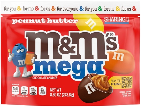 M&M MEGA PEANUT BUTTER POUCH 8.6OZ