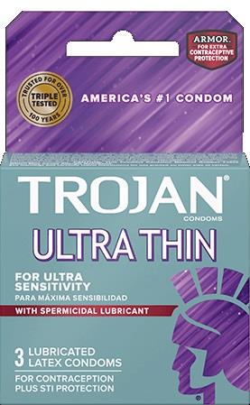 TROJAN GRAY ULTRA THIN SPERMICIDAL LUBRICANT 3PK