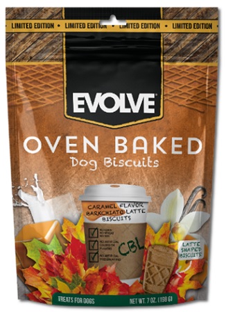 EVOLVE DOG BISCUITS CARAMEL BARKCHIATO 7oz**LIMITED EDITION AVAILABLE WHILE INVENTORY LASTS**