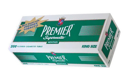 PREMIER KING SIZE MENTHOL TUBES 200CT 10/5PK