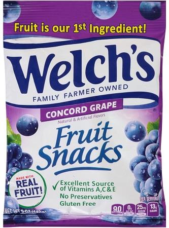 WELCH'S FRUIT SNACKS (5OZ) CONCORD GRAPE*$.72 OFF PER CASE *