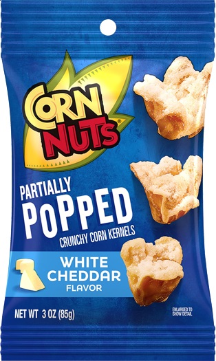 CORN NUTS PARTIALLY POPPED WHITE CHEDDAR 3OZ