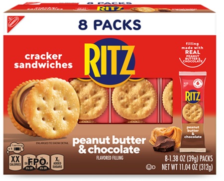 NABISCO RITZ SANDWICH PEANUT BUTTER CHOCOLATE 1.38OZ**AVAILABLE - 2/2027**