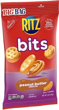 NABISCO BIG BAG RITZ BITS PEANUT BUTTER 3OZ**MANUFACTURER GUARANTEED SHELF LIFE IS 45 DAYS**