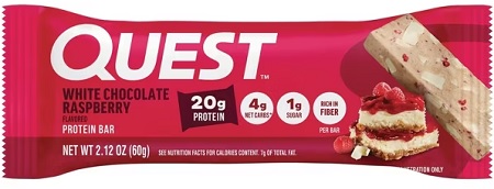 QUEST BAR ORIGINAL WHITE CHOCOLATE RASPBERRY  12/2.12oz*$3.00 OFF PER BOX*