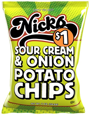 NICK'S POTATO CHIPS $1 SOUR CREAM & ONION