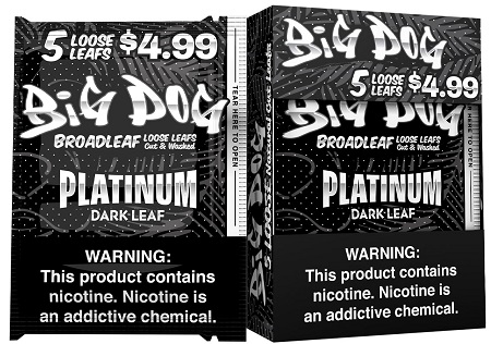 BIG DOG BROADLEAF WRAP 5/$4.99 PLATINUM DARK LEAF**LIMITED EDITION AVAILABLE WHILE INVENTORY LASTS**