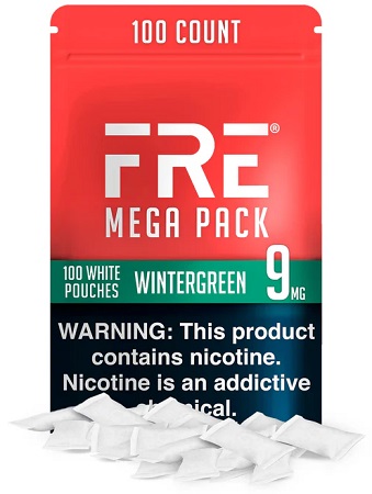 FRE NICOTINE POUCHES MEGA 9MG WINTERGREEN (100CT)*$15.00 OFF PER BOX*