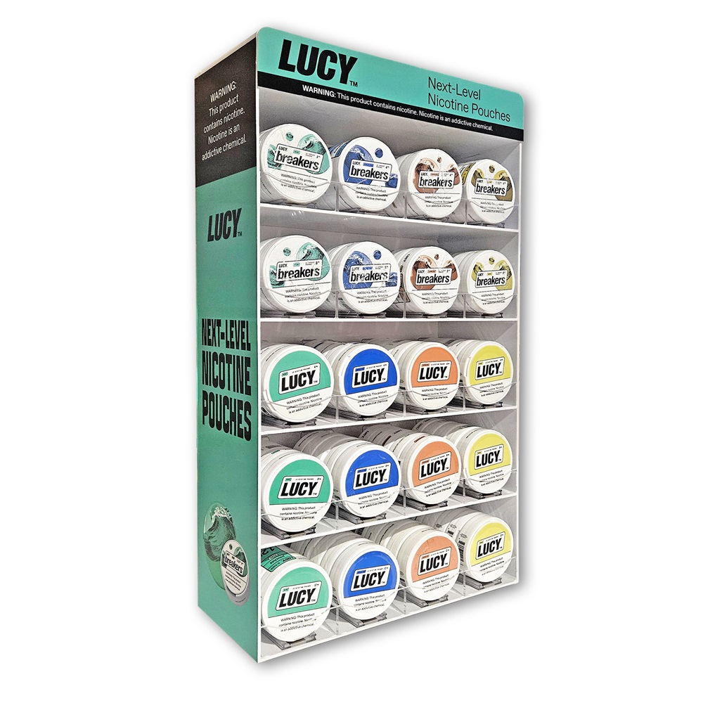 LUCY 20-SLOT COUNTERTOP DISPLAY**MUST PURCHASE 20 ROLLS OF LUCY NICOTINE POUCHES -- MULTIPLE CAN BE PURCHASED TO STACK ON MODULAR DISPLAYS**