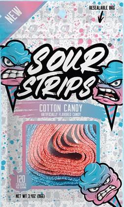 SOUR STRIPS PEG BAG COTTON CANDY 3.4oz