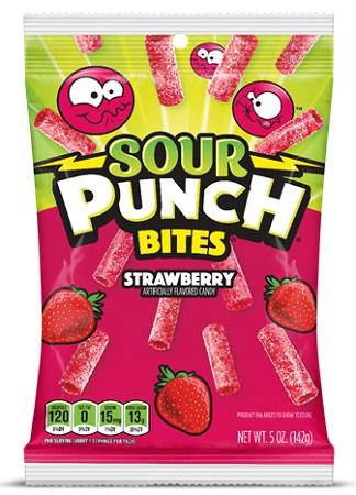 SOUR PUNCH BITES STRAWBERRY PEG BAG 5OZ