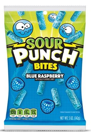 SOUR PUNCH BITES BLUE RASP. PEG BAG 5OZ