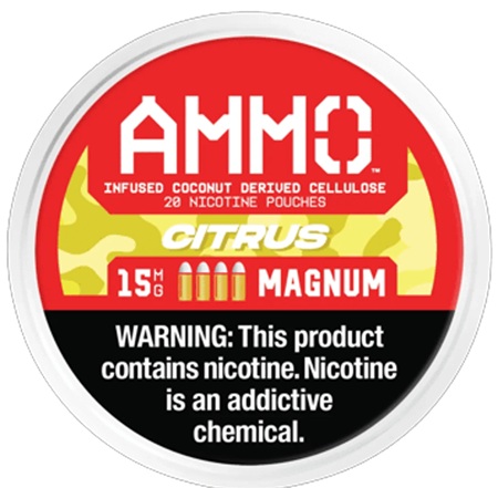AMMO MAGNUM 15MG NICOTINE POUCHES CITRUS (CONTAINS NO TOBACCO)(INFUSED COCONUT DERIVED CELLULOSE)