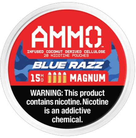 AMMO MAGNUM 15MG NICOTINE POUCHES BLUE RAZZ (CONTAINS NO TOBACCO)(INFUSED COCONUT DERIVED CELLULOSE)