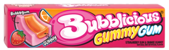 BUBBLICIOUS GUMMY GUM STRAWBERRY ORANGE (5PC)**AVAILABLE - 4/2027**