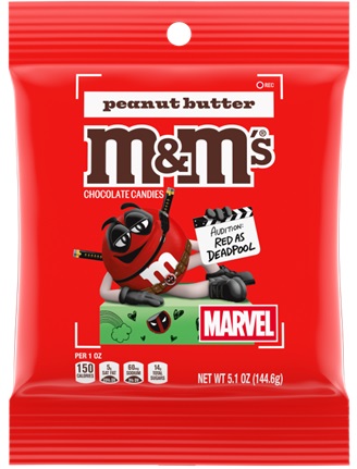 M&M PEG BAG PEANUT BUTTER *MARVEL* 5.3OZ**LIMITED EDITION AVAILABLE 10/2026 - PREBOOK AVAILABLE**