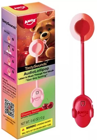 AMOS TASTYSOUNDS AUDIO LOLLIPOP - CHERRY(SUGAR-FREE)**LIMITED EDITION AVAILABLE WHILE INVENTORY LASTS**