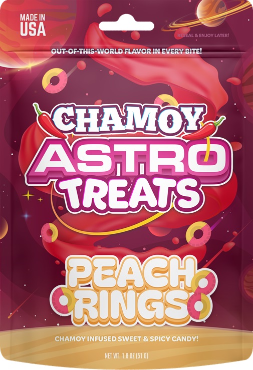 ASTRO TREATS - CHAMOY PEACH RINGS**$1.00 PER BAG CLOSEOUT SALE - 2/2027 DATE**