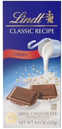 LINDT BAR 4.4OZ CRISPY        15% OFF PROMO**AVAILABLE BY SPECIAL ORDER AND EMAIL ONLY, ALLOW 21 DAYS LEADTIME**