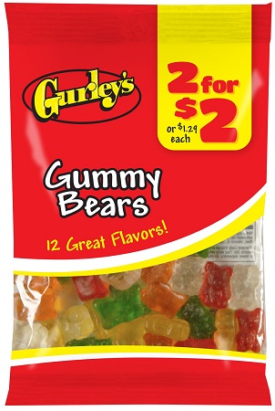 GURLEY'S 2/$2 GUMMY BEARS 2.5OZ