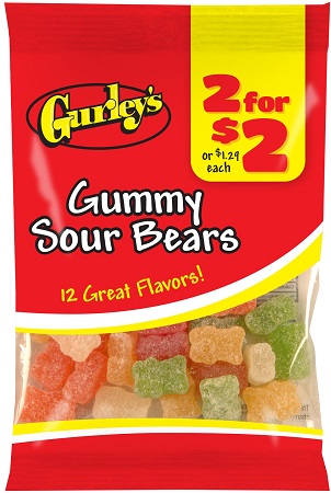 GURLEY'S 2/$2 GUMMY SOUR BEARS 2.5OZ