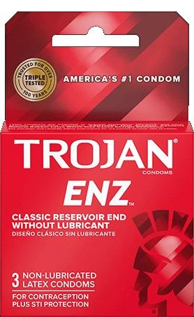 TROJAN RED NON LUBRICATED ENZ 3PK