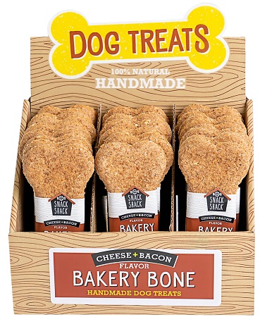 DOG TREAT SNACK SHACK CHEESE & BACON BAKERY BONE 1oz