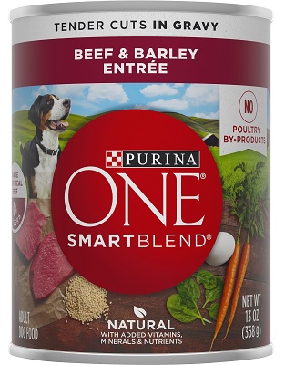 PURINA ONE SMART TENDER DOG FOOD BEEF & BARLEY GRAVY 13OZ
