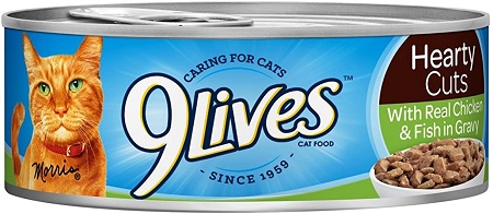 9 LIVES CAN 5.5OZ CHICKEN & FISH HEARTY CUTS(EASY OPEN CAN)