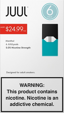 JUUL PODS 5% MENTHOL 6PK $24.99**NOT FOR ONLINE SALES** LIMITED WHILE INVENTORY LASTS - NO RETURNS, NO EXCHANGES.