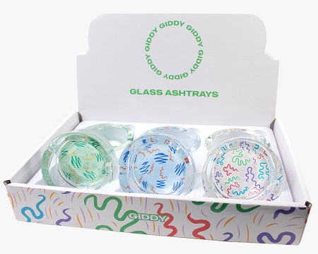 GIDDY GLASS ASHTRAY 6CTGIDDY PATTERN