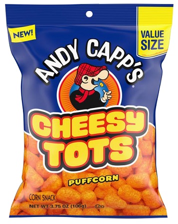ANDY CAPPS CHEESY TOTS PUFFCORN 3.75OZ