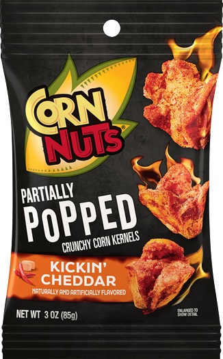 CORN NUTS PARTIALLY POPPED KICKIN CHEDDAR 3OZ