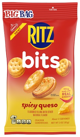 NABISCO BIG BAG RITZ BITS SPICY QUESO 3OZ**MANUFACTURER GUARANTEED SHELF LIFE IS 45 DAYS**