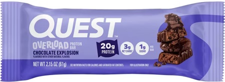 QUEST BAR OVERLOAD CHOCOLATE EXPLOSION 12/2.15oz*$3.00 OFF PER BOX*